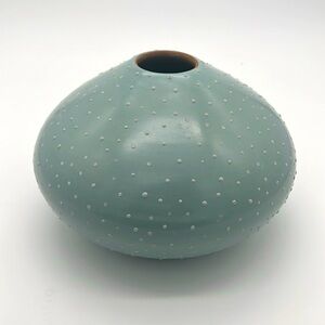 Kelya Ceramic Vase Small Peruvian Handmade Light Blue with White Stipple